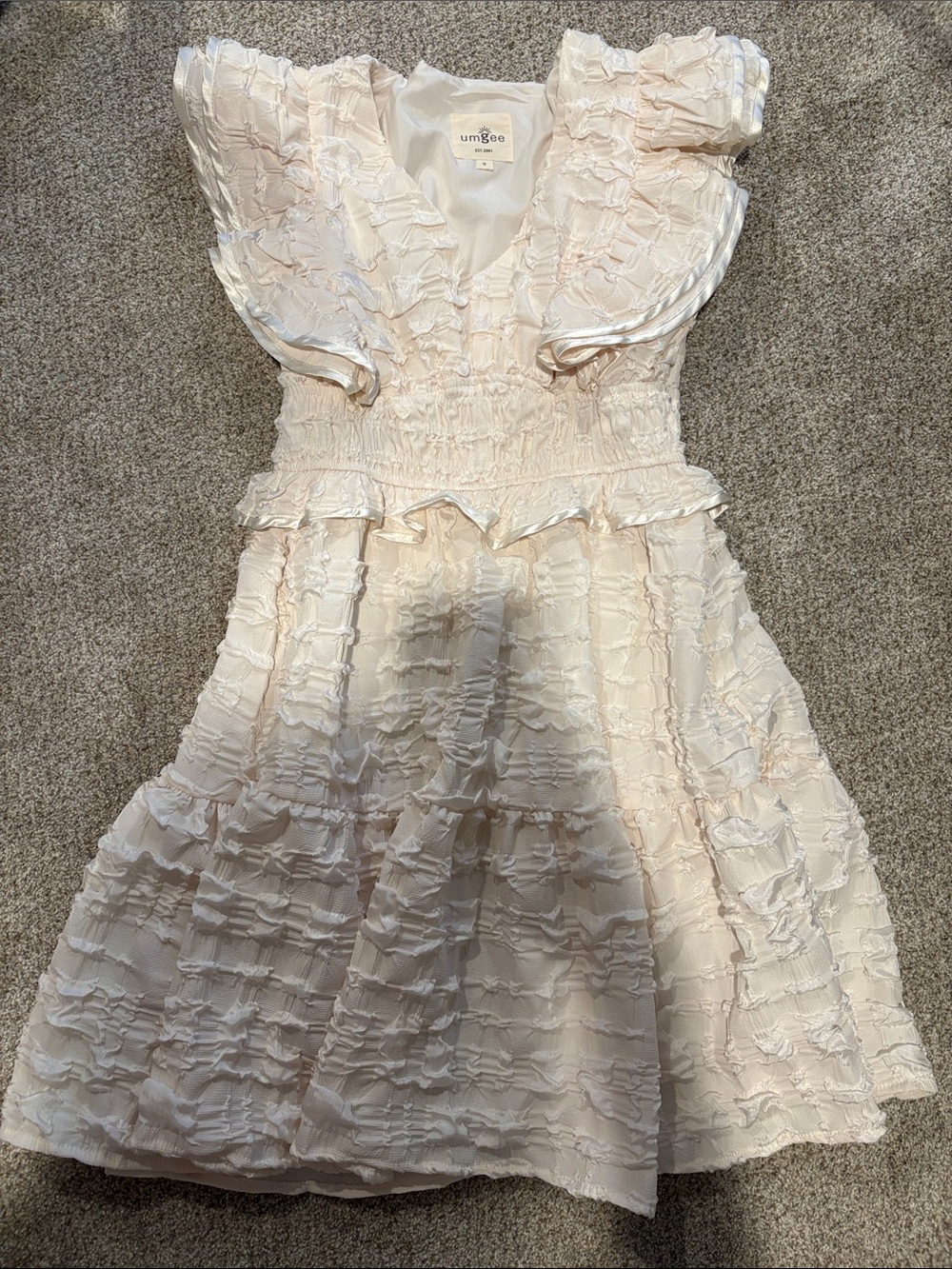 Umgee Cream Ruffle Layered Party Dress